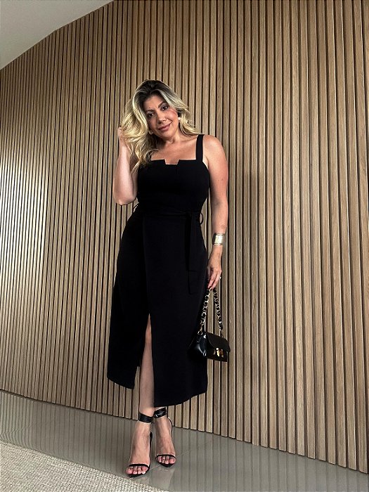 Vestido Midi Alfaiataria Teresa Preto