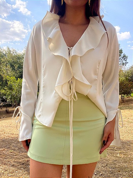 Camisa Babados Chloe Bege Creme