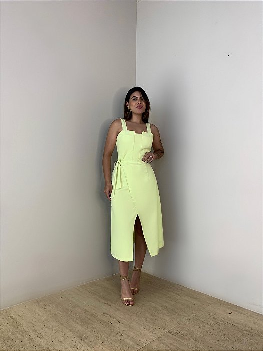 Vestido Midi Alfaiataria Teresa Verde Lima
