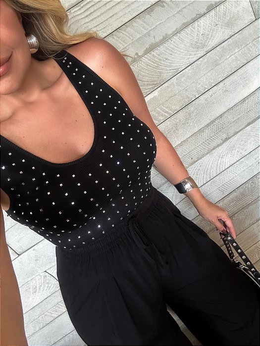 Body Modal Cravejado Isabela Preto
