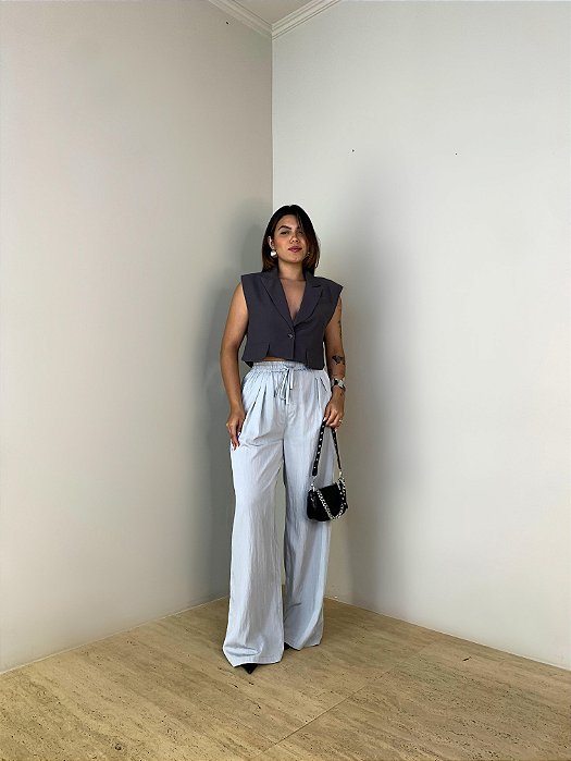 Calça Pantalona Isabela Cinza