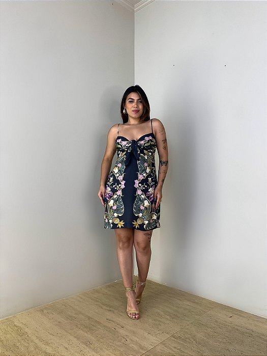 Vestido Curto Lenço Estampado Floral Talita Farm