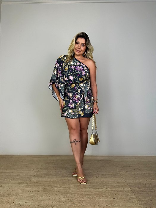 Vestido Ombro Só Lenço Estampado Floral Talita Farm