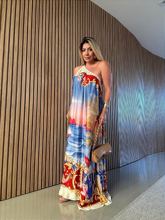 Vestido Estampado Realeza Do Mar Farm