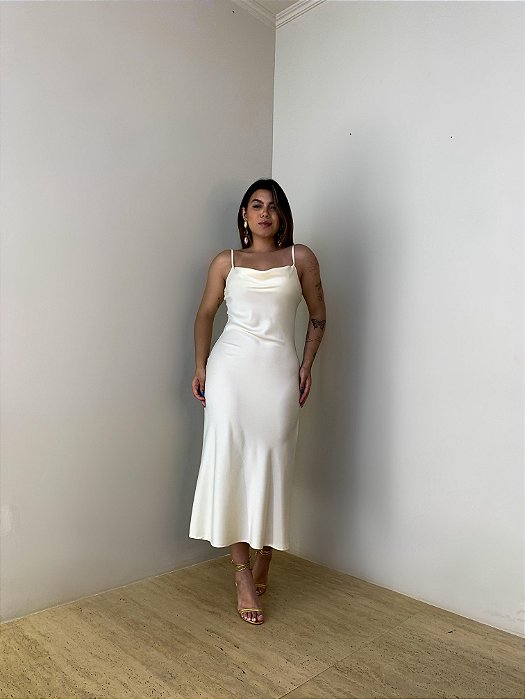 Slip Dress Midi Jane Champanhe