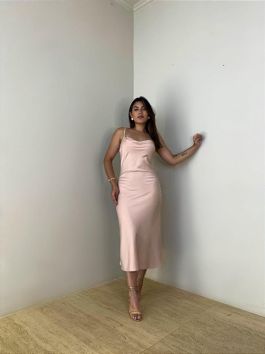 Slip Dress Midi Jane Rosa Chá