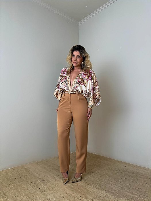 Calça Alfaiataria Teresa Bege Camel