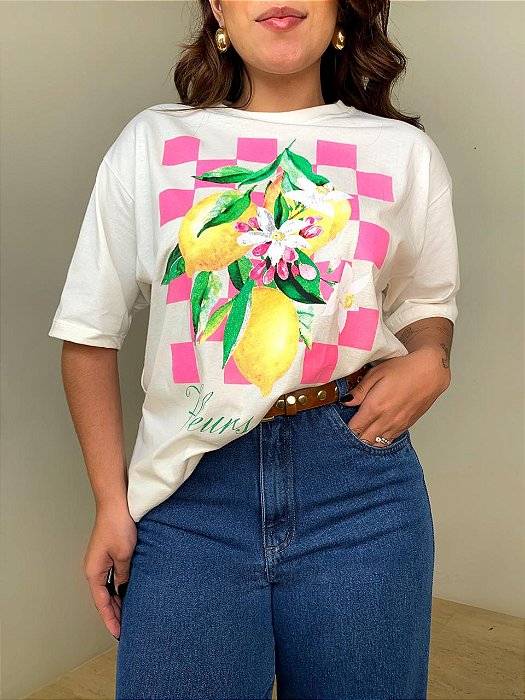 T-shirt Estampada Limões Malu Off White