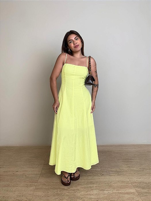 Vestido Alcinha Midi Sarah Amarelo