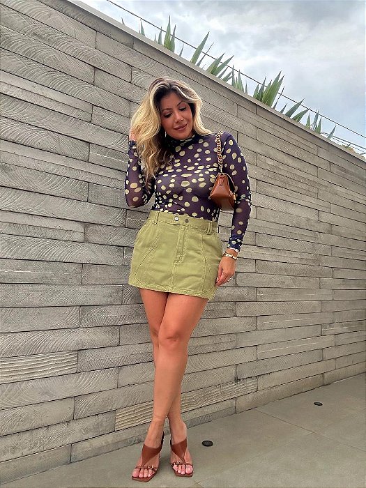 Saia Sarja Curta Verde Animale Jeans