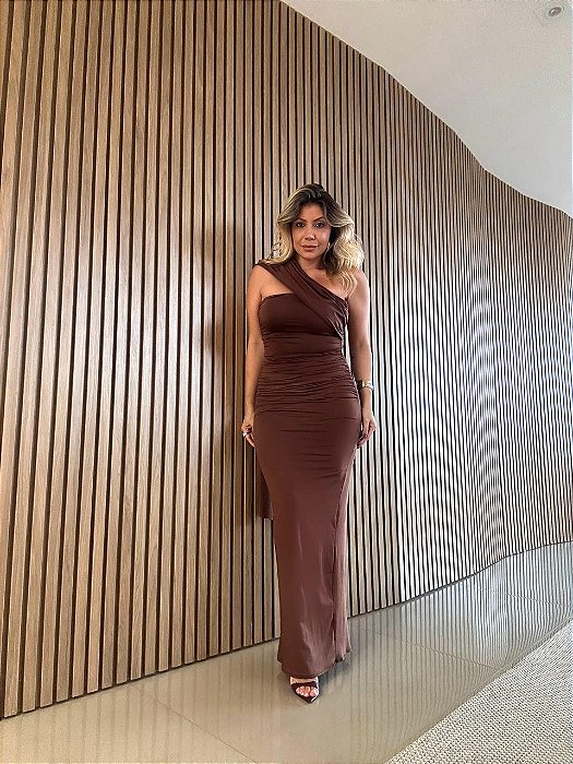 Vestido Longo Búzios Marrom