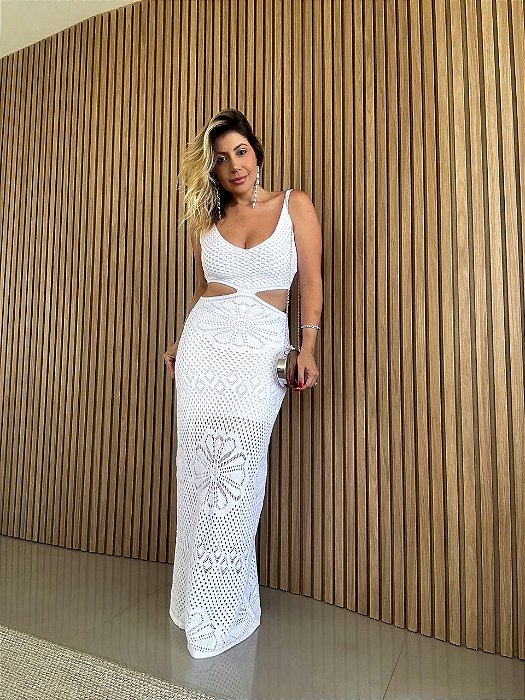 Vestido Longo Tricot Modal Ilhéus Branco