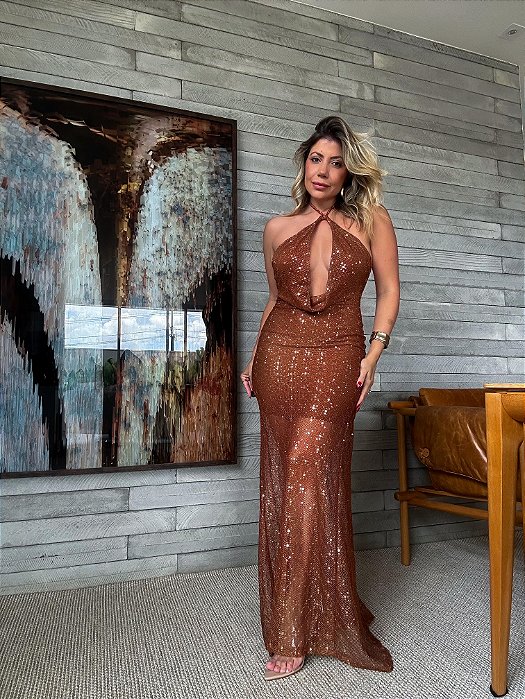 Vestido Longo Jeri Marrom