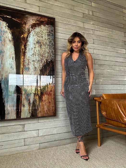 Vestido Midi Preto Brilhos Preá