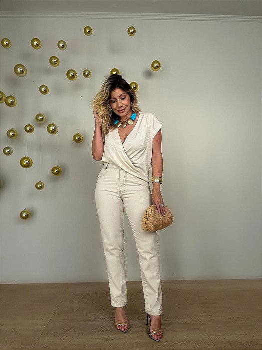 Calça Jeans Americana Bege Areia