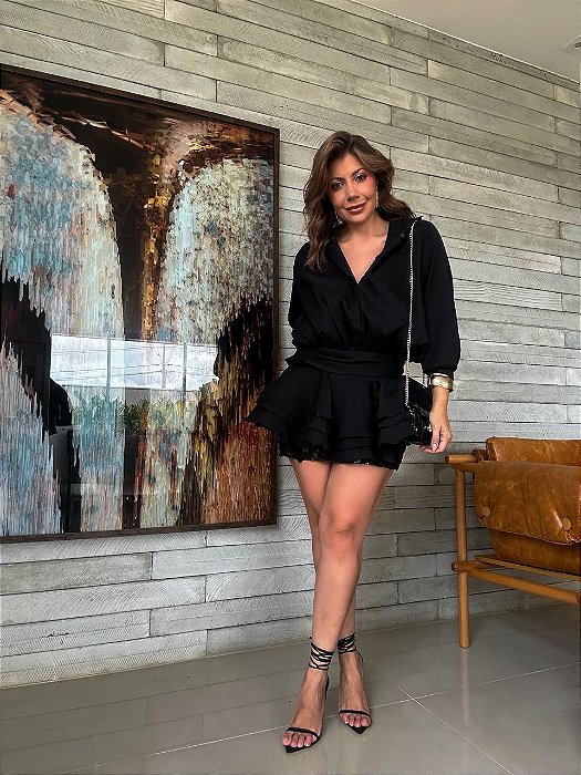 Chemise Ipanema Babados Preta