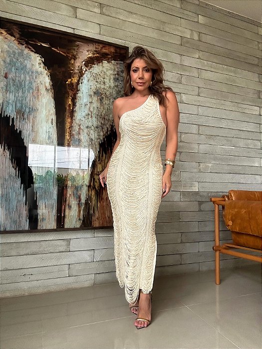 Vestido Midi Carneiros Bege Areia