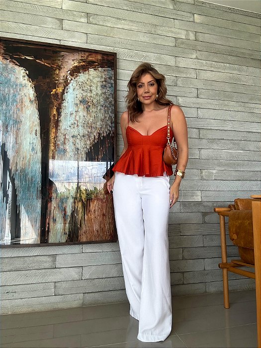 Calça Wide Leg Alfaiataria Búzios Branca