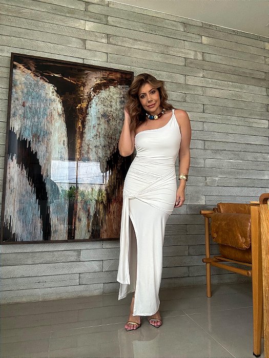 Vestido Midi Nula Manga Maragogi Off White