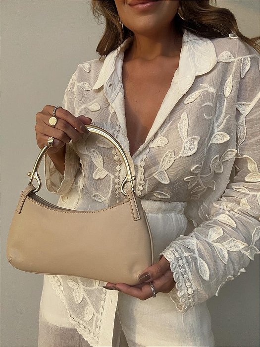 Bolsa Alça Metálica Bege