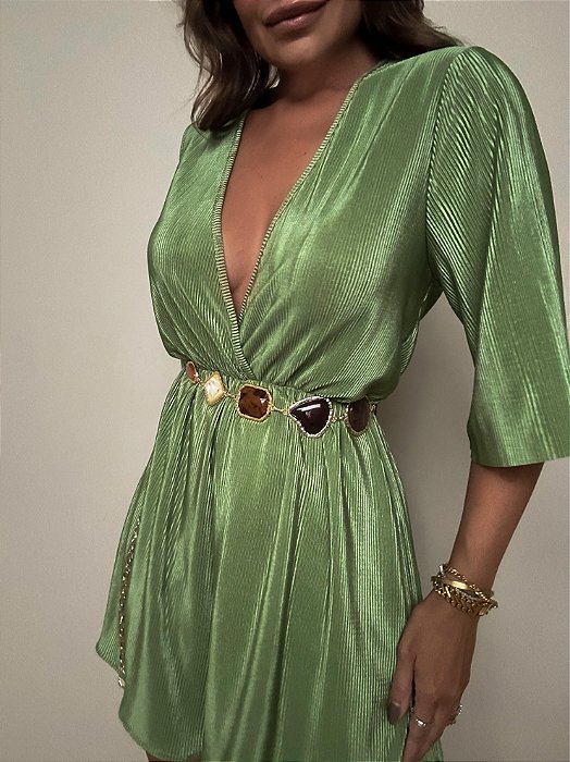 Cinto Corrente Pedras Grandes Dourado