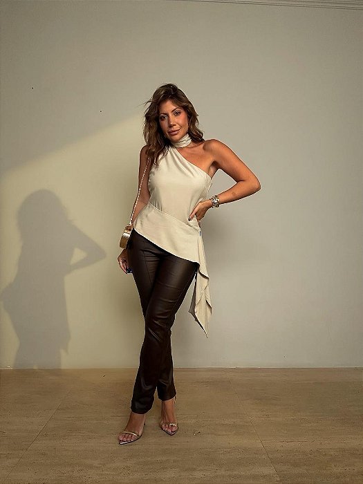 Calça Resinada Giuliana Marrom Café