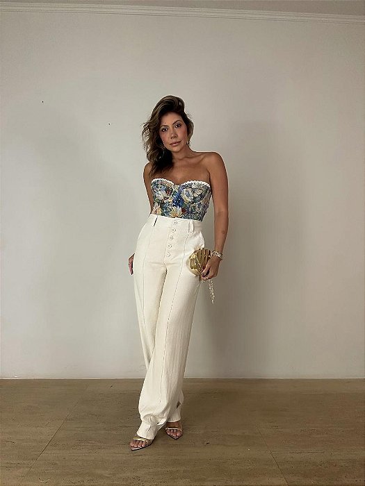 Calça Alfaiataria Francesca Bege Claro