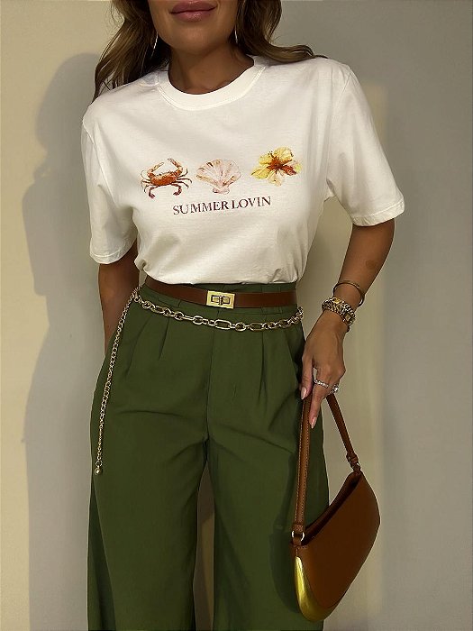 T-shirt Off White Summer Estampada Aurélia