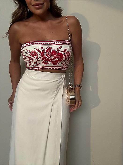 Top Reto Double Estampado Coqueiro De Flor Farm