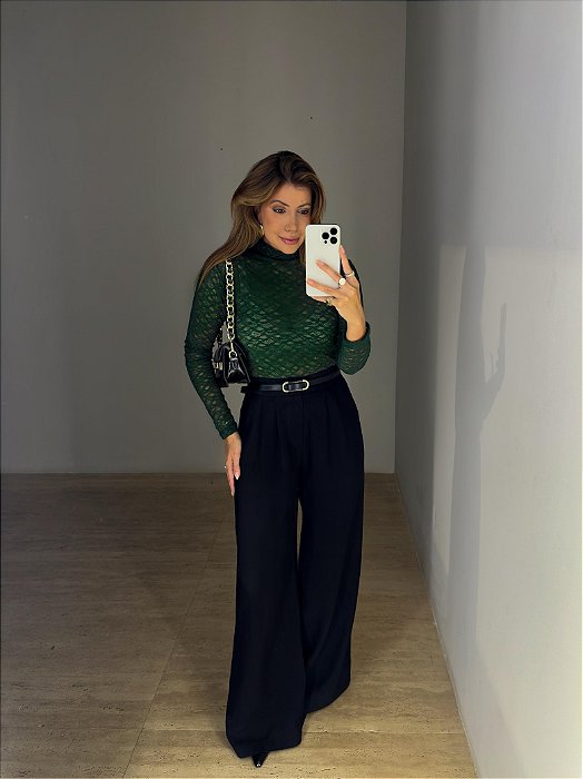 Calça Alfaiataria Pantalona Aurélia Preta