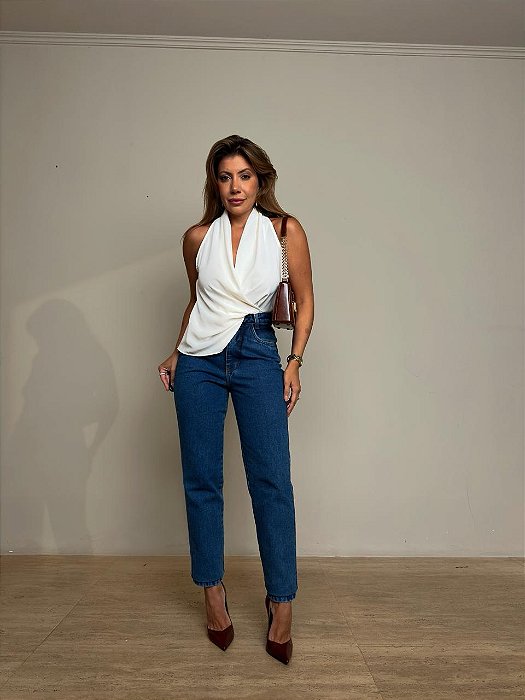 Calça Mom Isabela Jeans Escuro