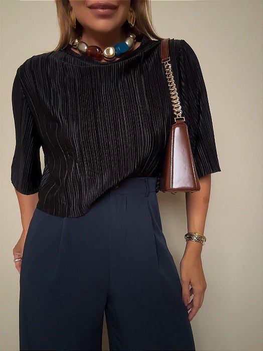 Cropped Plissado Theodora Preto