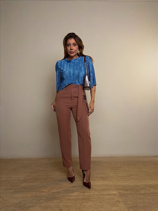 Calça Alfaiataria Leonor Marrom Claro