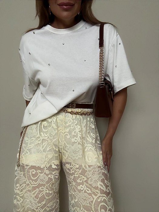 Maxi T-shirt Pedrinhas Chloé Off White