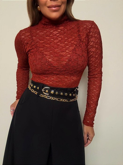 Blusa Renda Leonor Telha
