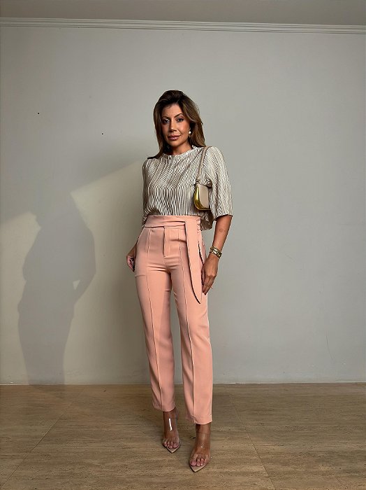 Calça Alfaiataria Leonor Rosa Chá