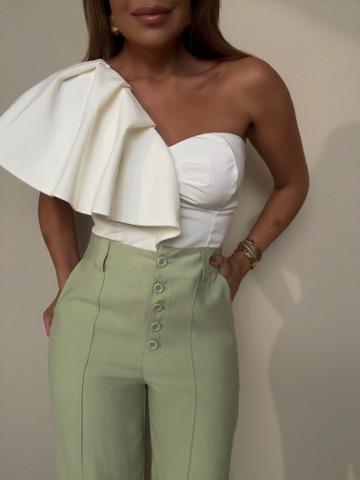 Cropped Nula Manga Isabela Branco