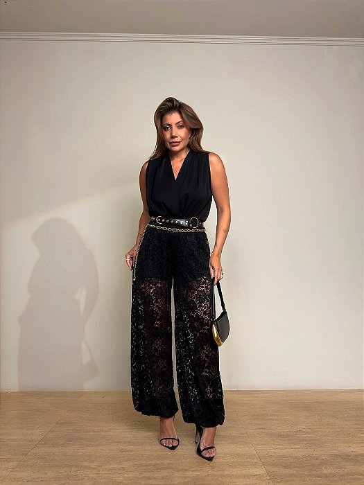 Calça Renda Chloé Preta