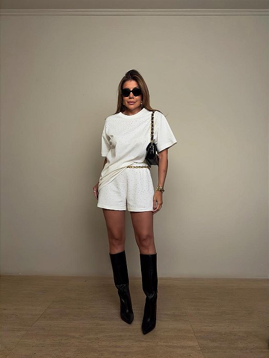 Conjunto Cravejado Leonor Off White