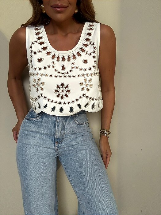 Cropped Bordado Giulietta Branco