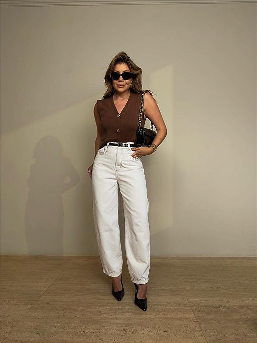 Calça Jeans Balloon Ludovica Off White