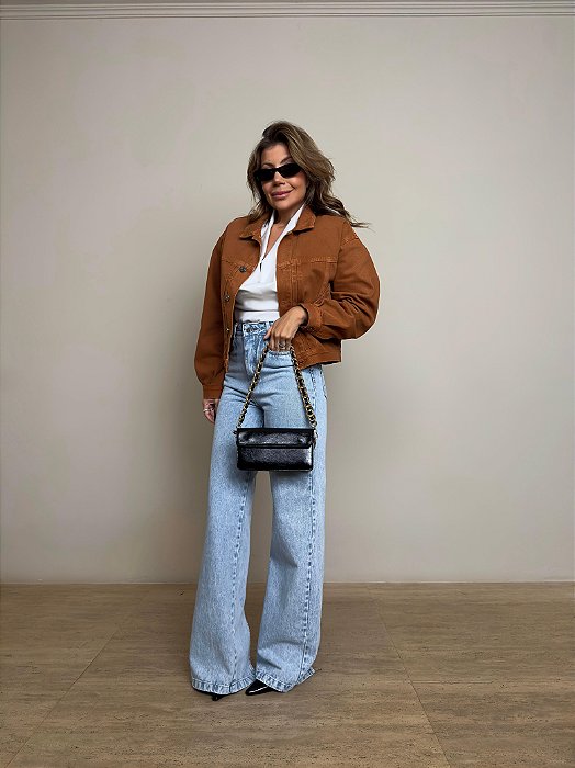 Jaqueta Sarja Trucker Stoned Marrom Animale Jeans