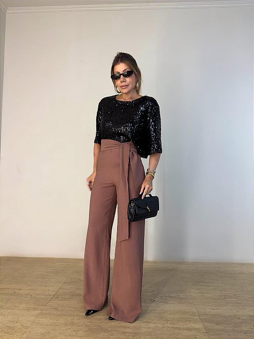 Calça Alfaiataria Amarração Fiorenza Capuccino