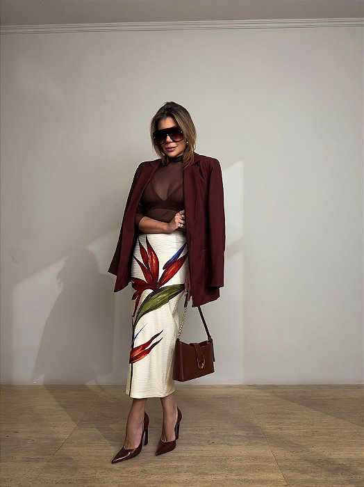 Saia Midi Reta Maxi Estrelicia Farm