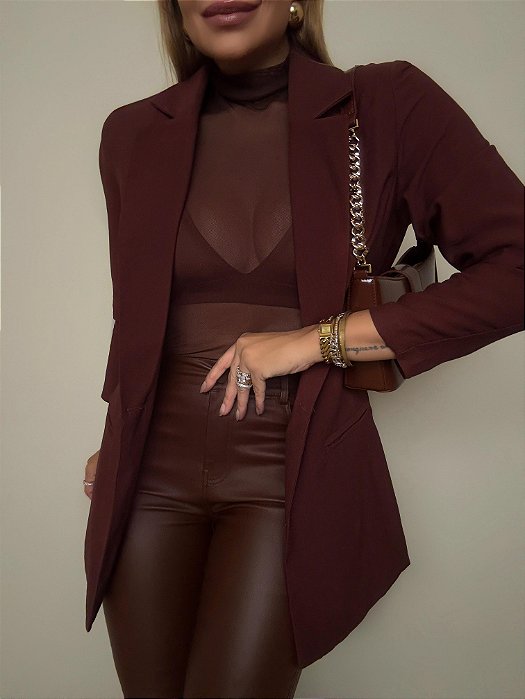 Maxi Blazer Alfaiataria Grazia Marrom