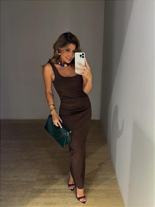 Vestido Midi Antonietta Marrom
