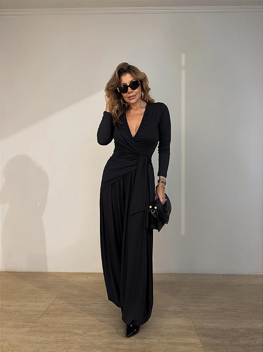 Macacão Transpassado Costanza Preto