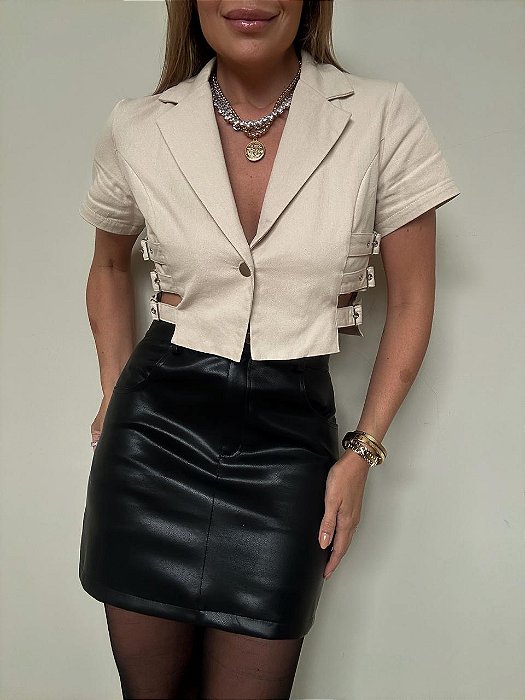 Cropped Alfaiataria Alessia Bege