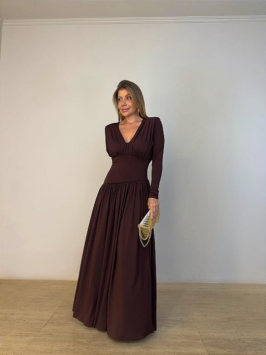 Vestido Longo Donatella Marrom