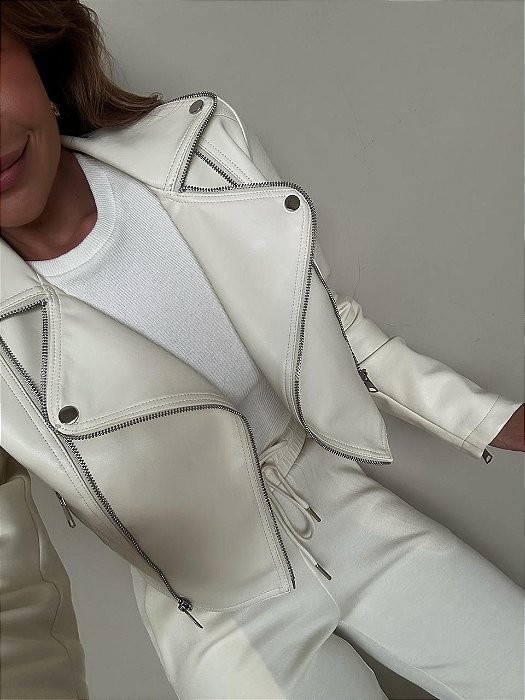 Jaqueta Cropped Courino Isabella Off White
